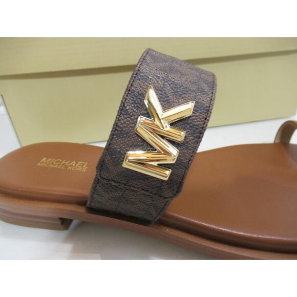 Michael Kors Jilly Thong Flat Sandals Double Strap Brown Multi Size 7.5 - Picture 7 of 9